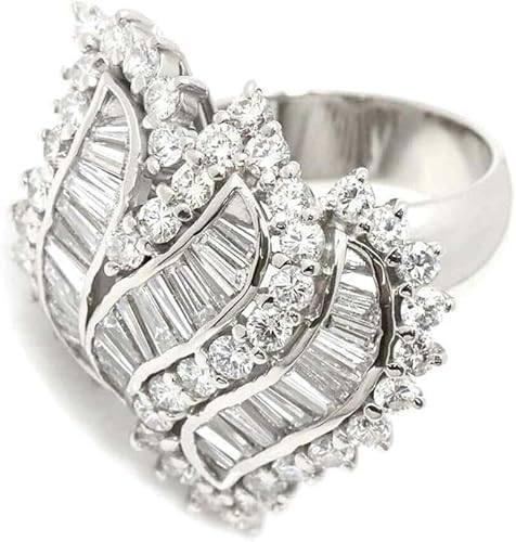 Purvika Jewels 2 Ct Round and Baguette Cut Lab Created Diamond Cluster Ring, 14K White Gold Finish