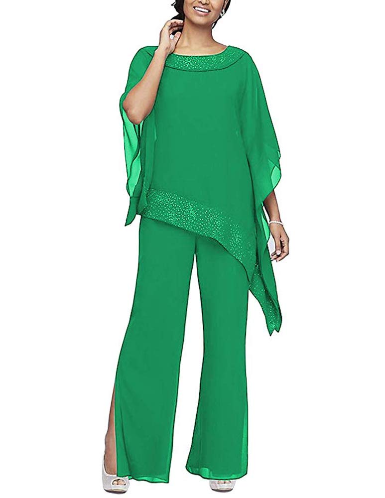 Leader of the Beauty Conjunto de 3 Pantalones de Gasa para Mujer con Vestido Elegante para la Madre de la Novia