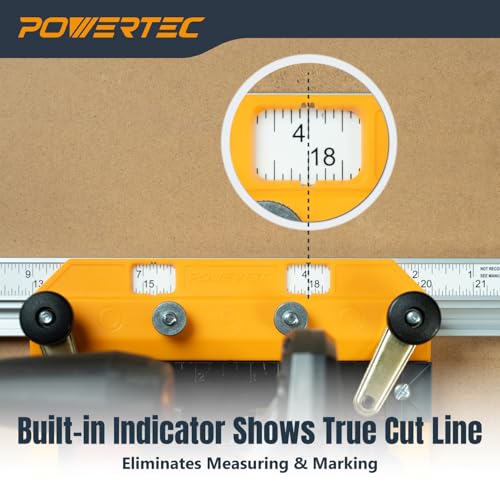 Image of POWERTEC Circular Saw Guide Rail System - Rip-Cut Edge Guide Track for Straight Cuts in Plywood, Sheet Goods & Panels - Fits Left & Right Circular Saws - Portable Cutting Jig for Woodworking (72093)