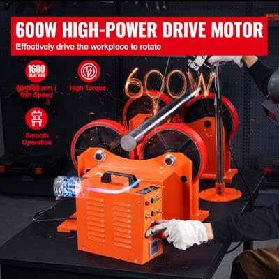 Happybuy 110V Turning Rolls Linkage Roller - 1000KG/2205LBS Load Capacity. 25-1400mm Diameter. 80-1600 mm/min Rotary. Welding Positioner & Torch Stand for Equipment Support