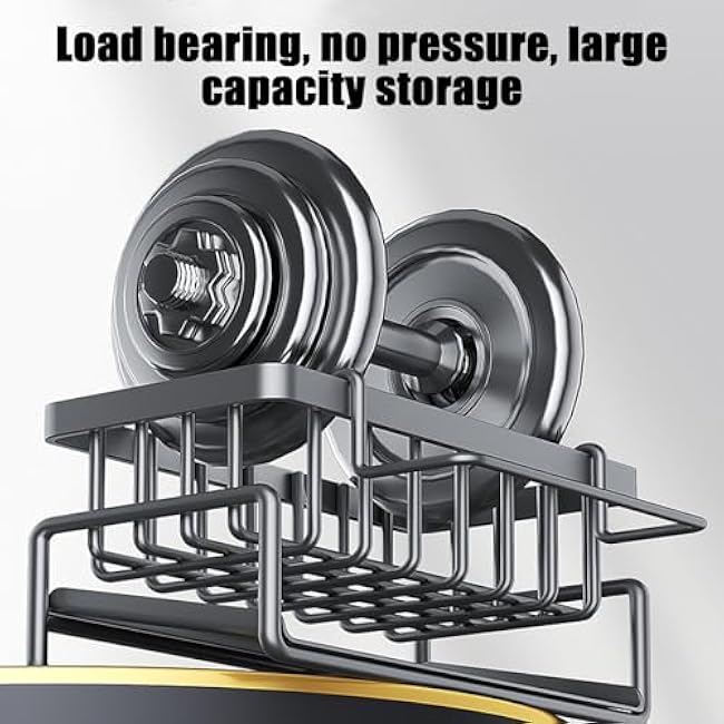 Kitchen Sink Caddy Organizer Sponge Holder for Kitchen Sink with Stainless Steel Auto Drain Tray, Self Drain Dish Soap Sponge Caddy Rack for Countertop Storage Gadgets 9.05x3.93x3.54in