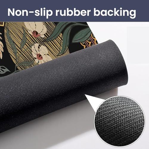 Image of MAXOSHINE PVC Bathroom Mats Anti Slip | Water Absorbent Bath Floor Mat | Quick Dry Anti Skid Bathroom Mats for Home | Door Mat for Wet Area 40x60 CM (3D Floral Black)