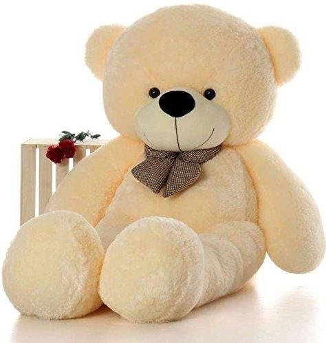 OSJS Toys Very Soft Lovable/Fluffy/SpongyHuggable Cute Teddy Bear with Neck Bow for Girlfriend/Birthday Gift/Boy/Girl/Valentine/Anniversary (Cream, 7 Feet)