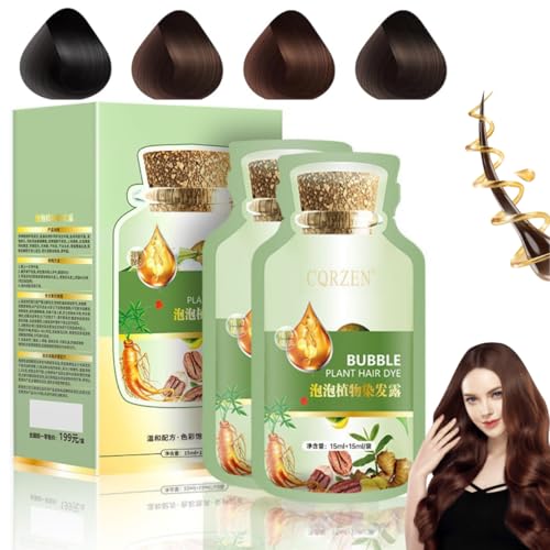 QUAAM Bubble Plant Hair Dye,New Botanical Bubble Hair Dye Hair Dye Shampoo for Women Men 30ml 10Packs/Box(Natural Black)
