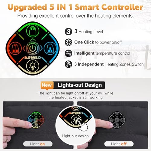 KOVNLO Heated Vest for Men With Battery Pack Included, Smart Controller with Lights-out Design, Electric Heated Jackets2