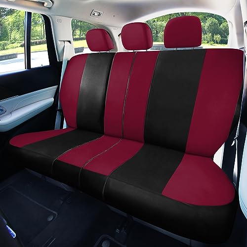 Image of FH Group Universal Car Seat Covers Full Set for SUV Truck Sedan Vans | Waterproof All-Purpose Cloth Seat Cover Set Airbag Compatible Washable Split Bench Protector Interior Upgrade - Burgundy