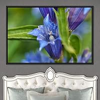 Framed Canvas Wall Art Blooming Closeup Botanical Chic Closeup Expressive Multicolor Photography Realism Ultra - 16x24 inches
