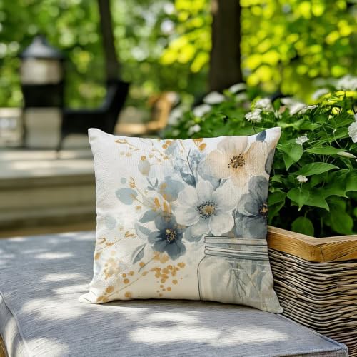 Housse coussin 50 x 50 cm fleur coussin canapé extérieur imperméable lot de 2