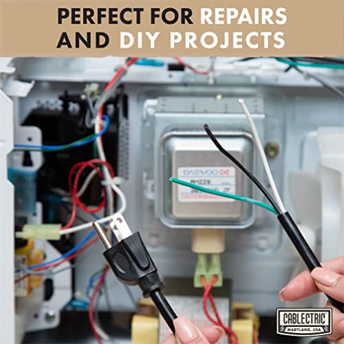 Image of 12 AWG Replacement Power Cord, 10 Ft - Open End, NEMA 5-15P Plug