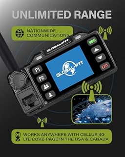 Global-PTT 2-Pack Push-to-Talk Over Cellular (PoC) Mobile Radios Walkie Talkies - 4G LTE Nationwide PTT Unlimited Range Free License for in-Vehicle Communication (Non-GPS)