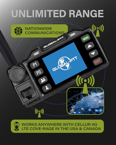 Image of Global-PTT 2-Pack Push-to-Talk Over Cellular (PoC) Mobile Radios Walkie Talkies - 4G LTE Nationwide PTT Unlimited Range Free License for in-Vehicle Communication (Non-GPS)
