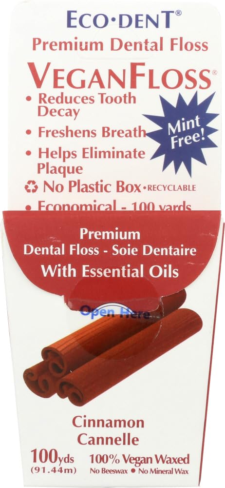 Eco-Dent Vegan Floss Premium Dental Floss, Cinnamon 100 yd (91.44 m)