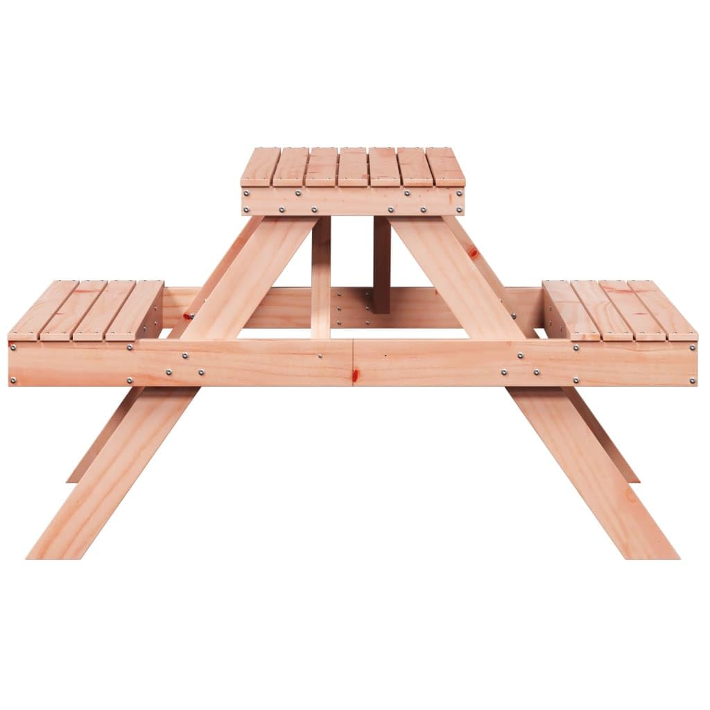 Mesa de picnic de madera maciza Douglas 105 x 134 x 75 cm, mesa de jardín y mesa de patio para balcón, patio, patio, patio, exterior, resistente para comer y asar