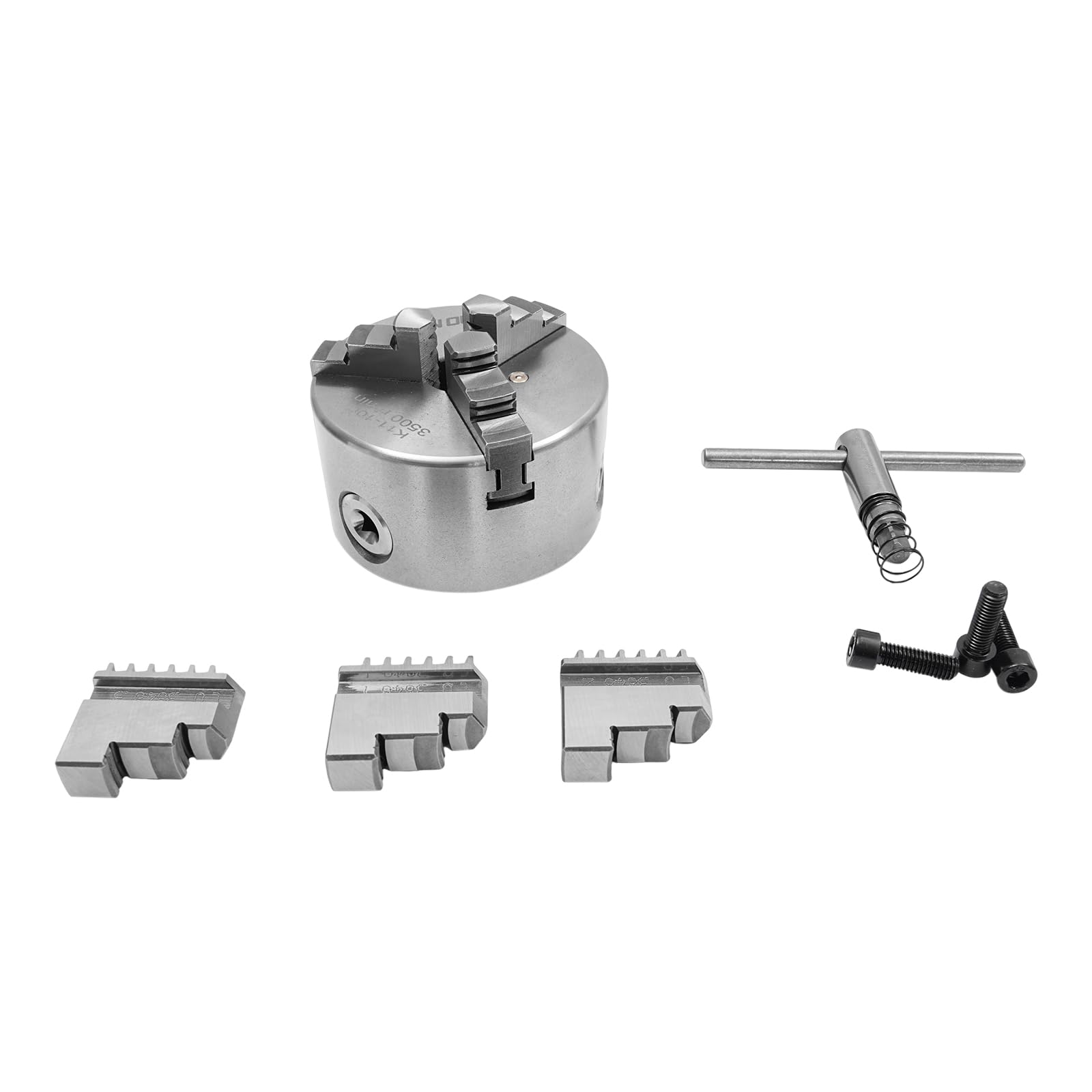 Mandrino rotante autocentrante biusgiyeny, 3 ganasce, campo di serraggio 100 mm, fodera per tornio in acciaio, compatibile con tornio, fresatrice, trapano, rettificatrice