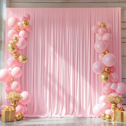 10x10ft Pink Backdrop Curtains for Wedding Parties Wrinkle Free P...