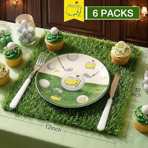 XLX TURF 6 Pack Artificial Grass Square Placemats for Golf Party Decorations - 12"x12" Fake Grass Mats for Crafts Football Table Centerpiece, Realistic Synthetic Pet Dog Turf Patch by XLX TURF - Image 2