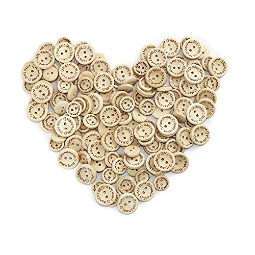SUNTATOP 150 Botones Redondos de Madera, 15mm&20mm para Decoraciones Artesanales de Costura y Bricolaje, Color de Madera