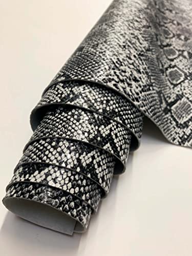 Premium Embossed Snake Vinyl Upholstery Fabric - Versatile Faux Leather for Fashion, Home Décor, and Accessories - 54" Wide, Sold by the Yard (Rattlesnake, Domino-White) 3 Premium Embossed Snake Vinyl Upholstery Fabric - Versatile Faux Leather for Fashion, Home Décor, and Accessories - 54" Wide, Sold by the Yard (Rattlesnake, Domino-White) - Image 2
