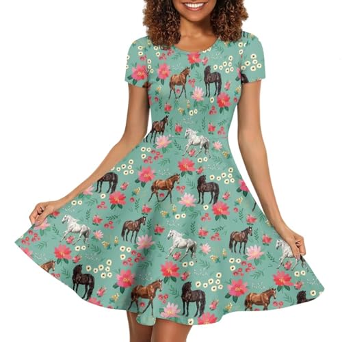 Image of Biyejit Women's Summer Casual Short Sleeve T-Shirt Swing Dress Crew Neck Plus Size S-4XL