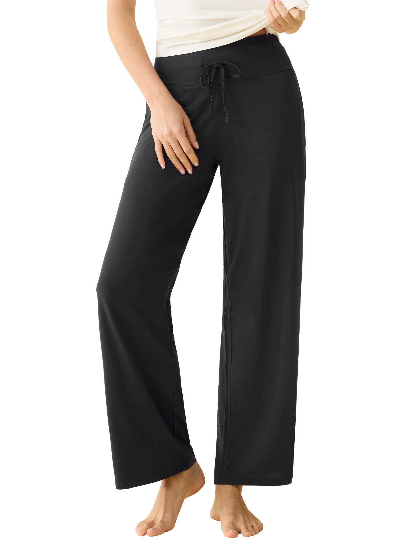 Photo 1 of Latuza Women's Soft Viscose Wide Leg Lounge Pants Palazzo Sleep Bottoms M Black