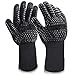 Produktbild MILcea Grillhandschuhe BBQ Handschuhe Ofenhandschuhe Hitzebeständige Grill Lederhandschuhe Backhandschuhe Topfhandschuhe Kochhandschuhe für Küche Grill Kochen Backen Feuerplatz