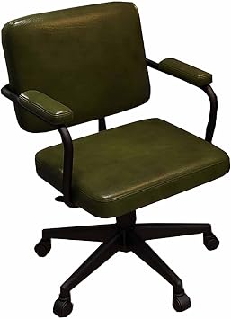 Adjustable PU Leather Desk Chair, Office Chairs with Armrests, Swivel Rolling Wheels, Comfy Ergonomic Computer Chair, for Home OfficeGreen