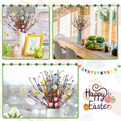 UArtlines-6Pcs-Artificial-Easter-Eggs-Picks-15inch-Spring-Easter-Egg-Stems-with-Colorful-Berries-Cute-Flowers-Easter-Floral-Picks-for-Spring-Holiday-Party-DIY-Crafts-Easter-Gifts UArtlines 6Pcs Artificial Easter Eggs Picks 15inch Spring Easter Egg Stems with Colorful Berries Cute Flowers Easter Floral Picks for Spring Holiday Party DIY Crafts Easter Gifts