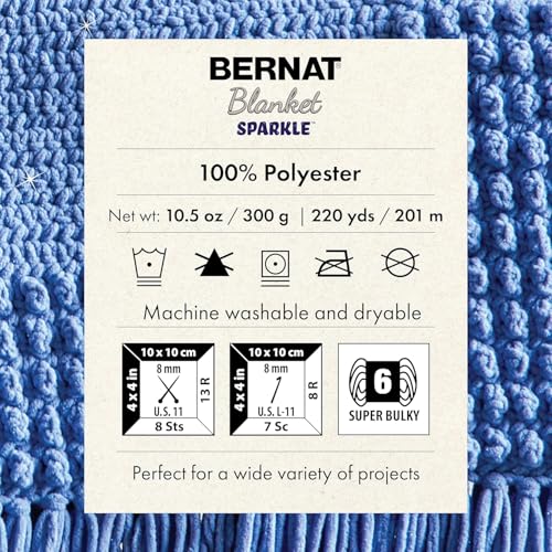 Image of Bernat Baby Blanket Sparkle Sunshine Yarn - 1 Pack of 10.5oz /300g - Polyester - #6 Super Bulky - 220 Yards - Knitting & Crochet