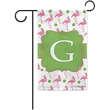 Flamingo Monogram Initial Letter G Decorative Summer Garden Flag for Outside 12.5X18 Inch Print Double Sided