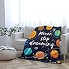 Space Blanket for Kids, Cute Outer Space Never Stop Dreaming Solar System Fuzzy Flannel Exploring Throw Blanket for Boys Girls Soft Cozy Plush Imagination Blanket for Couch Home Bedroom 50x40 inches #2
