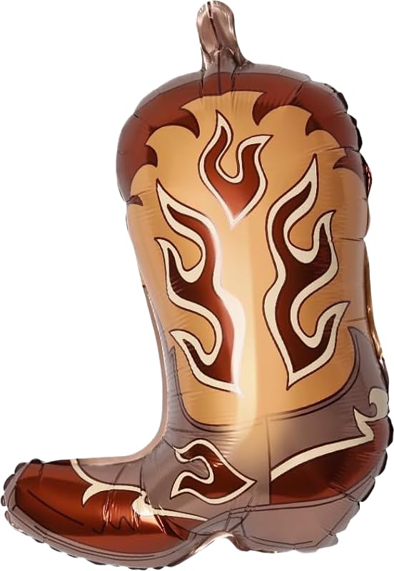 Brown Cowboy Boot Foil Balloon - Western Hen Party Balloon for Last Rodeo Decorations, Cowgirl Birthday & Country Theme Party Décor, 55cm (2 Pack)