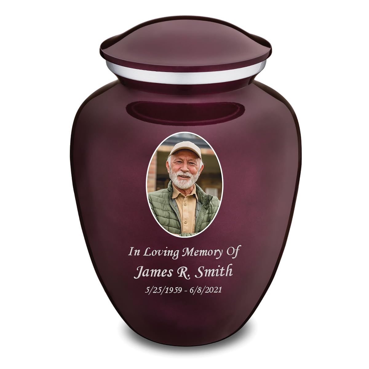 Geturns Embrace Adult Personalized Picture Cremation Urns for Human Ashes I Large Photo Cherry Purple Funeral Urn for Men and Women I 200 lbs