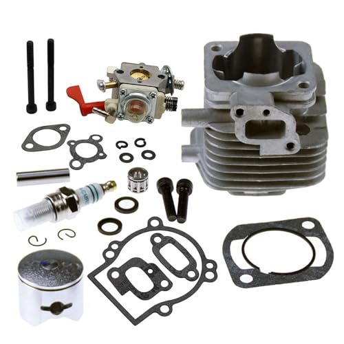 FLMLF 29CC Engine 2 Bolt Cylinder Head + Carburetor Kit for 1/5 HPI ROFUN ROVAN KM BAJA FG Losi 5ive T GoPed RedCat Rc Car Parts (Red)