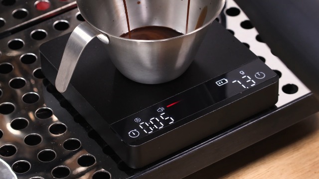 Image of Coffee Scale, Mini Espresso Scale with Timer, Metal Kitchen Scale with Auto Timing, Ratios & Flow Rate Display, Barista-Grade for Pour-Over, French Press - 2kg /0.1g, Black