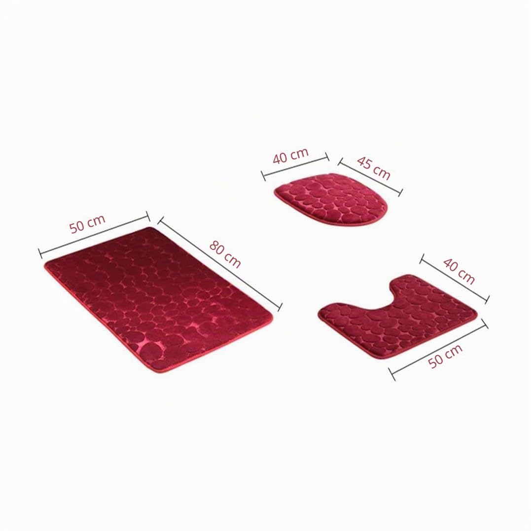 ele ELEOPTION Juego de 3 Alfombrillas de baño Antideslizantes para Tapa de Inodoro, Alfombrillas de Espuma viscoelástica Transpirable, Suaves, cómodas, absorbentes de Agua, Color Gris