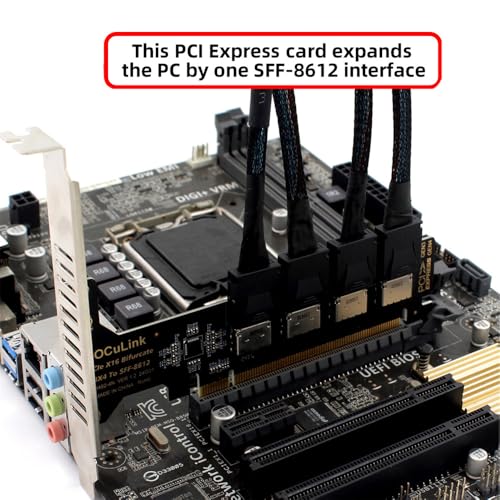 Image of Xiwai PCI-Express 4.0 16x PCIE Detachable to Four Oculink 4X SFF-8612 SFF-8611 Internal VROC Raid0 Adapter for U.2 SSD eGPU External Graphics Card Dock