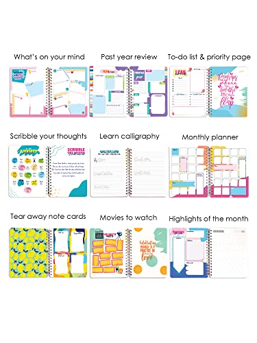 Image of Doodle I The Happiness 2024 Planner I Undated B5 Planner + 4 Sticker Sheets + 64 Pages Pocket Planner with Premium Gift Box | Tear Away Note Cards & Quote Cards | Activity Pages | To do lists I 268 Pages I 80 GSM I Wiro Bound (Spring Melody)
