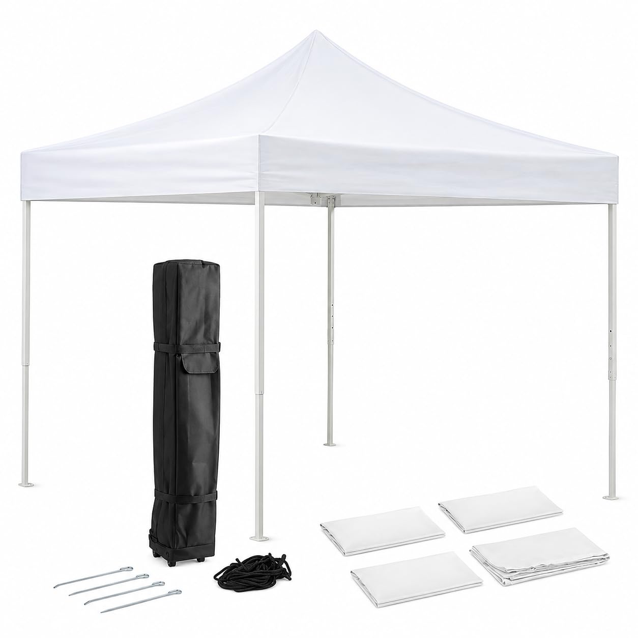 10x10 Ft Steel Pop Up Canopy Tent by Glownary – 10 Feet X 10 Feet, Polyester, Black, Model 554bp10ktwh