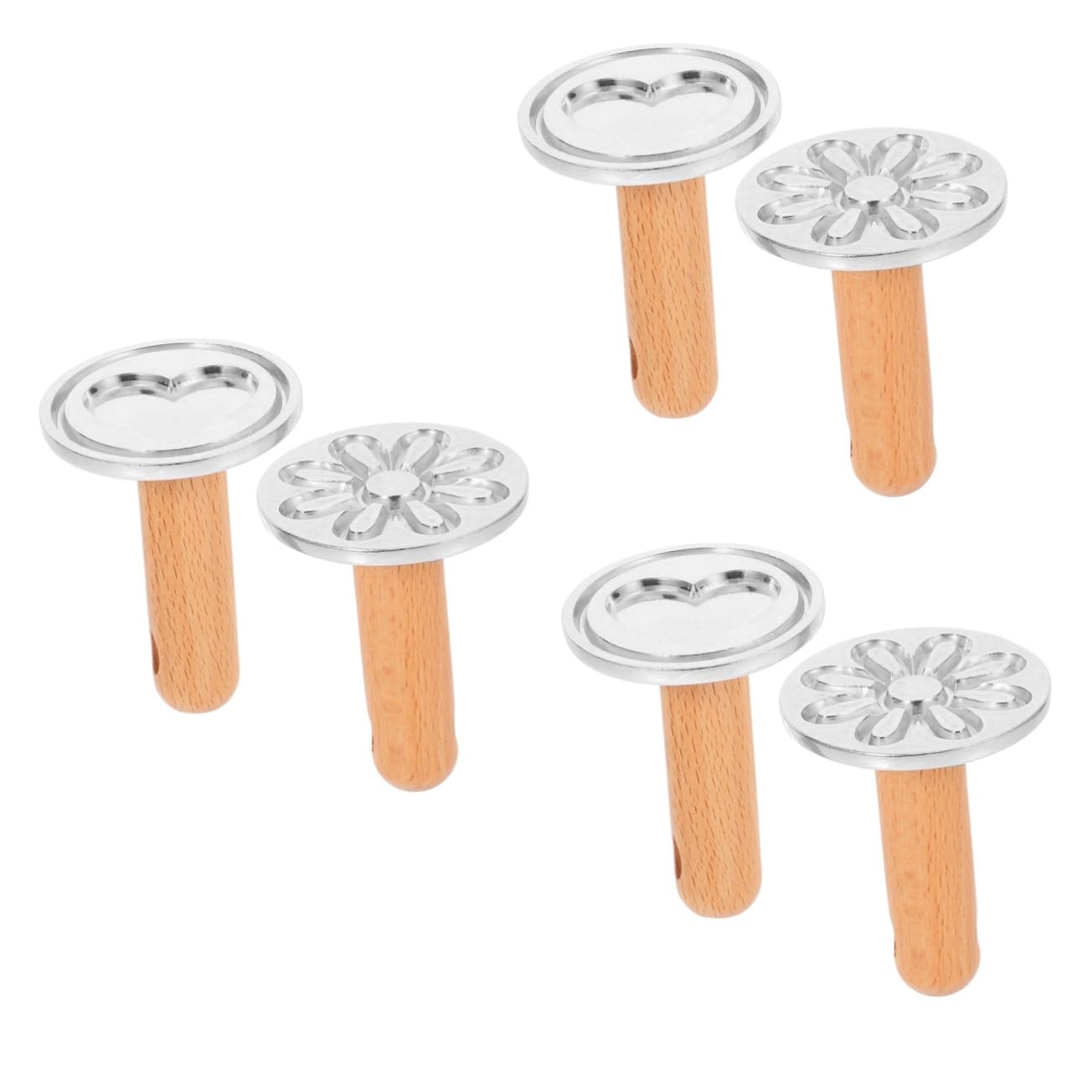 Ciieeo Lot De 3 Moules À Biscuits En Forme De Fleur Avec Poignée En Bois Faciles À Démouler Outils De Cuisson 2 Pièces X 3