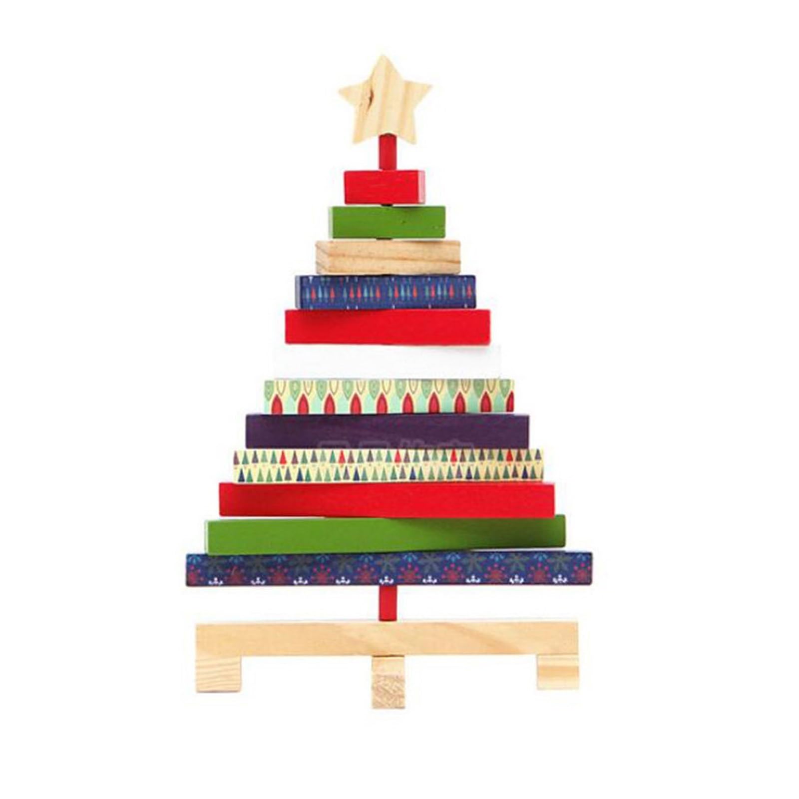 Árbol de Navidad Giratorio de Madera, Adorno de Escritorio Talla S