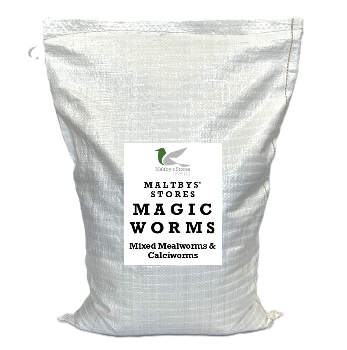 Maltbys' Stores 5 Litre Magic Worms Refill Bag (approx. weight 775g) Mixed Dried Mealworms & Calciworms Premium Wild Bird Food 5L [MCW]