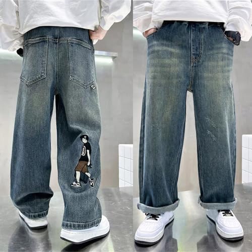 Moonker Toddler Boys Girls Jeans High Elastic Waist Denim Pants Loose Straight Leg Denim Trouser with Infant2