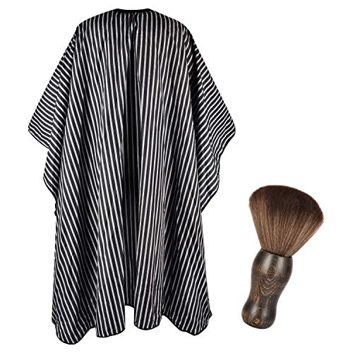 FaHaner Barber Cape 57 65 inch and Neck Duster Set Barber Hairbrush and Salon Hairdresser Cape with Adjustable Snap Closure Extra Long Cape 145 165cm Perfect for Hairstylists and Barbers