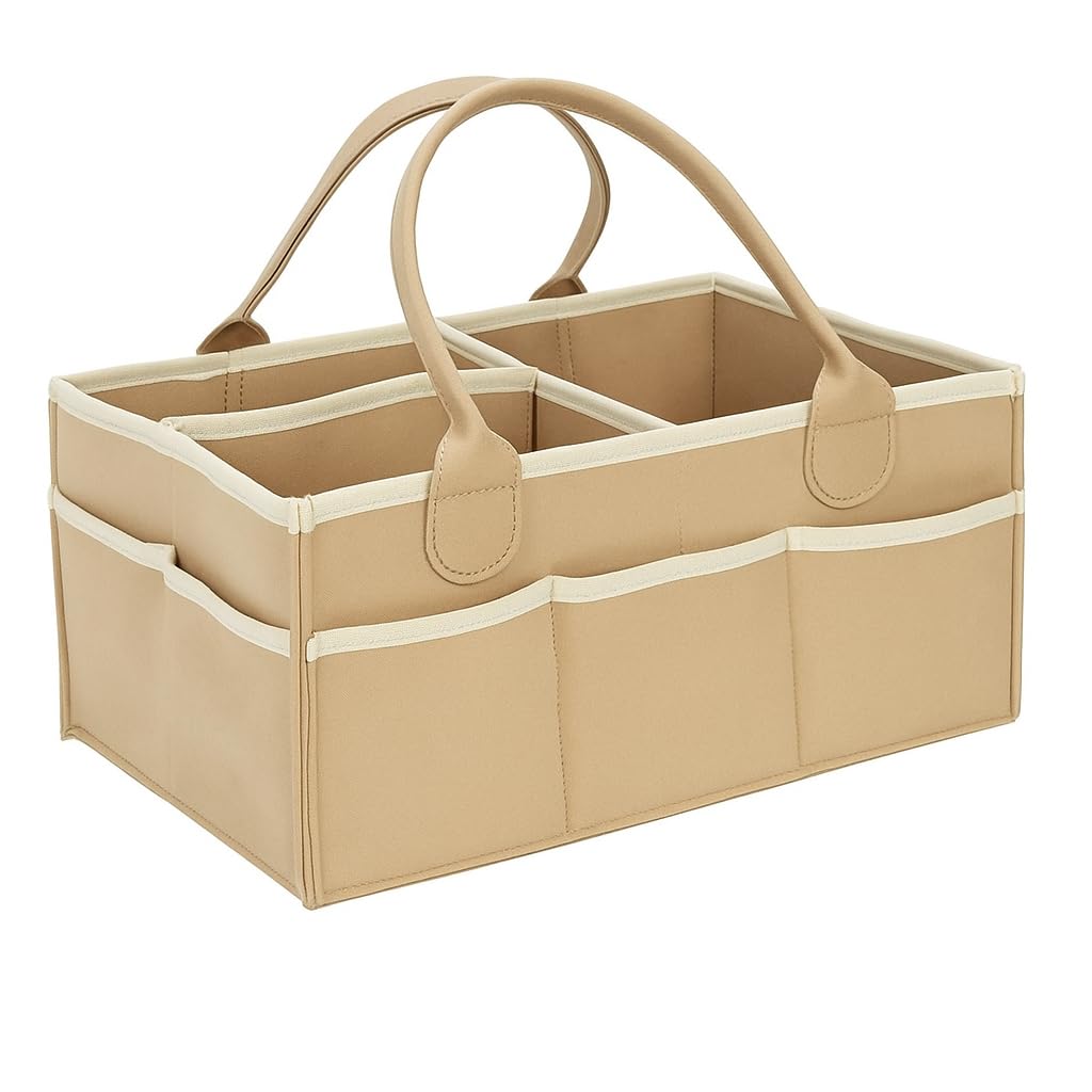 Cutties and Giggles Baby Nappy Caddy Organiser, Portable Nursery Storage Basket, 38cm x 25cm x 18cm