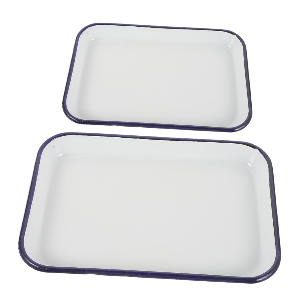Mikikit Bandejas Rectangulares de Esmalte 20x30 Cm y 24x34 Cm Resistentes al Desgaste Antiadherentes Multifuncionales para Hornear y Asar Aptas para Lavavajillas Uso Doméstico 2 Piezas