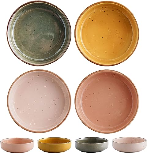 BODHIS Platos llanos, cuencos para pasta, plato hondo, plato hondo, plato llano, vaso para sopa, cuenco de salsa de soja, juego de 4 unidades, cerámica