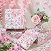 SUMMORO 100 Sheets Floral Tissue Paper Pink Tissue Paper for Gift Bags Watercolor Rose Floral Printed Gift Wrapping Papers for Wedding Birthday Decor Valentines Day Mother’s Day, 20 x 14 Inch