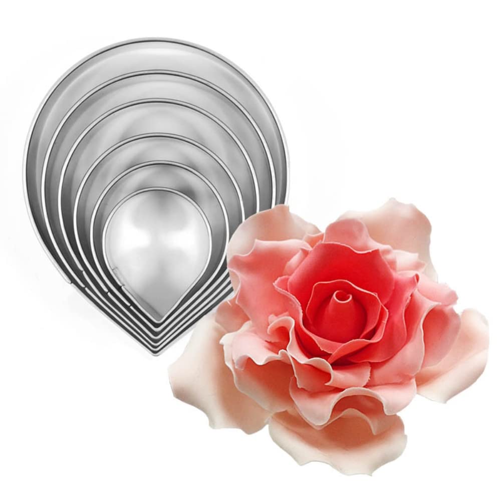 BTSEURY Cookie Cutter, 7Pcs Rose Petal Cutters Set, Stainless Steel Water Drop Cutter, Fondant Petal Stencil - Image 3