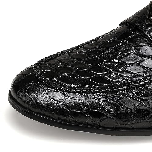 Mens Dress Shoes Leather Loafer, Fashion Crocodile Printed Handmade Dress Shoes Slip on Loafer Shoes for Men2