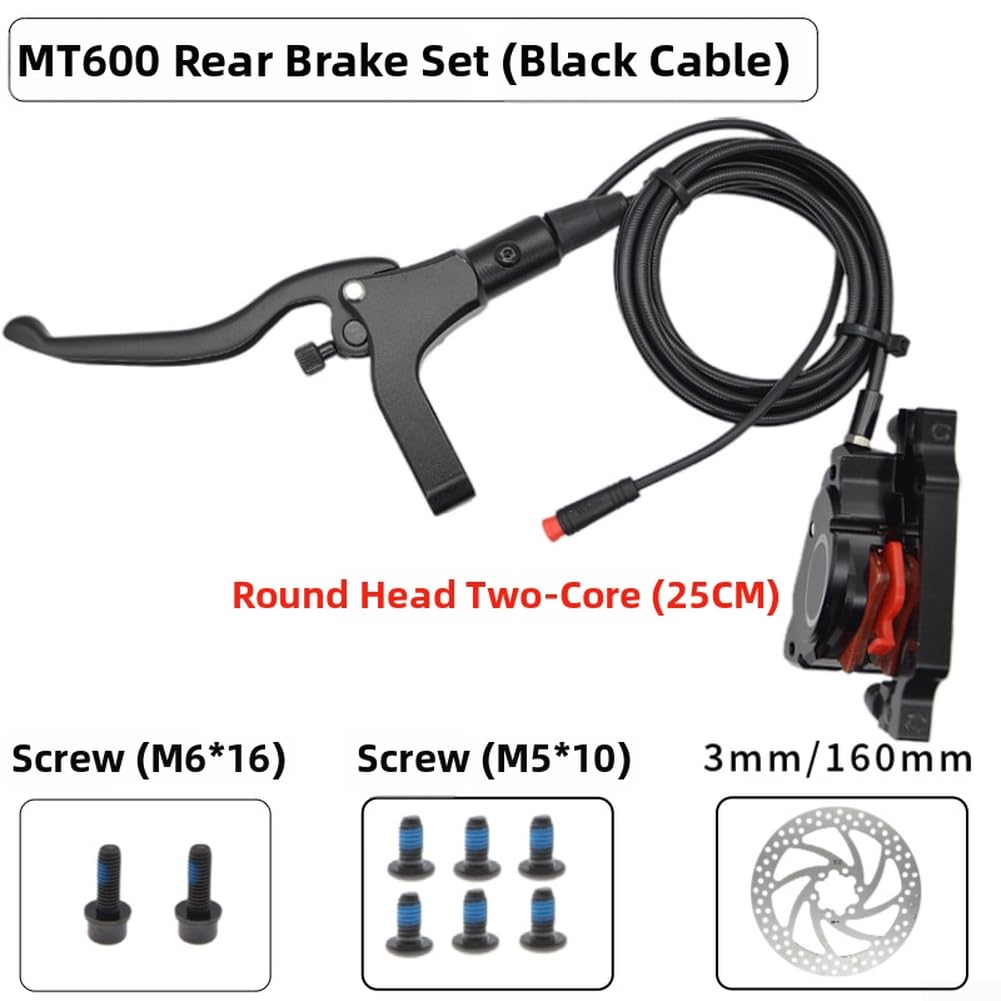 Kit de frein à disque hydraulique pour vélo électrique, étriers à double piston avec disques de 160 mm et câble à 2 broches, pour vélos électriques pliants et trottinettes (frein arrière uniquement)